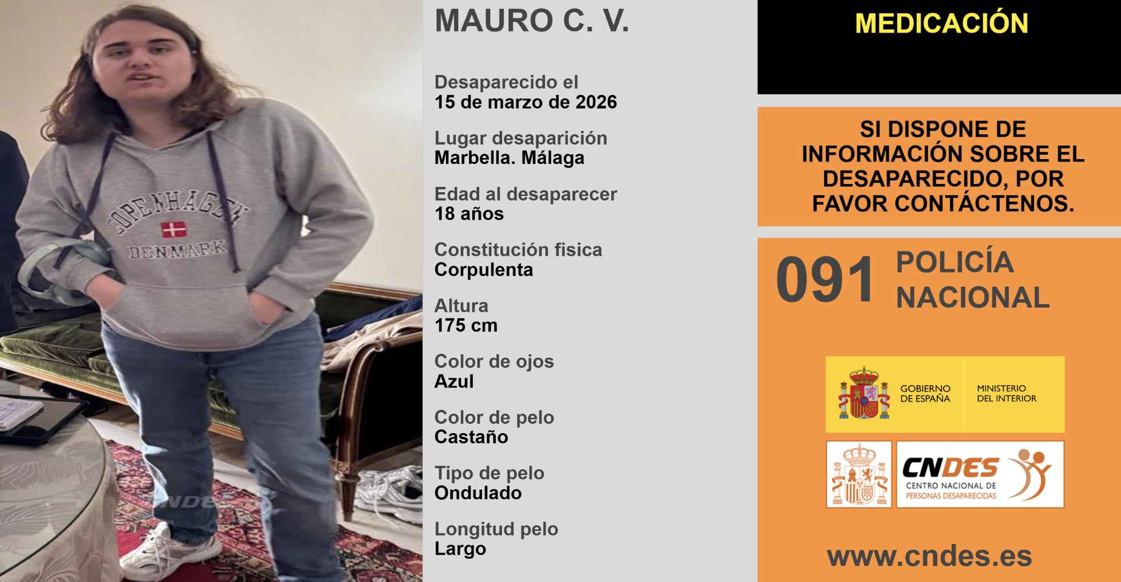 Cartel de búsqueda de Mauro.