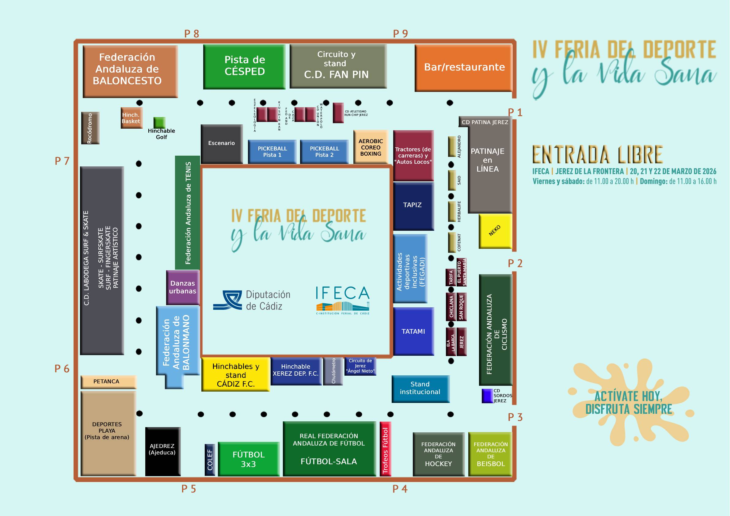 Plano de la Feria del Deporte y la Vida Saludable en Jerez.
