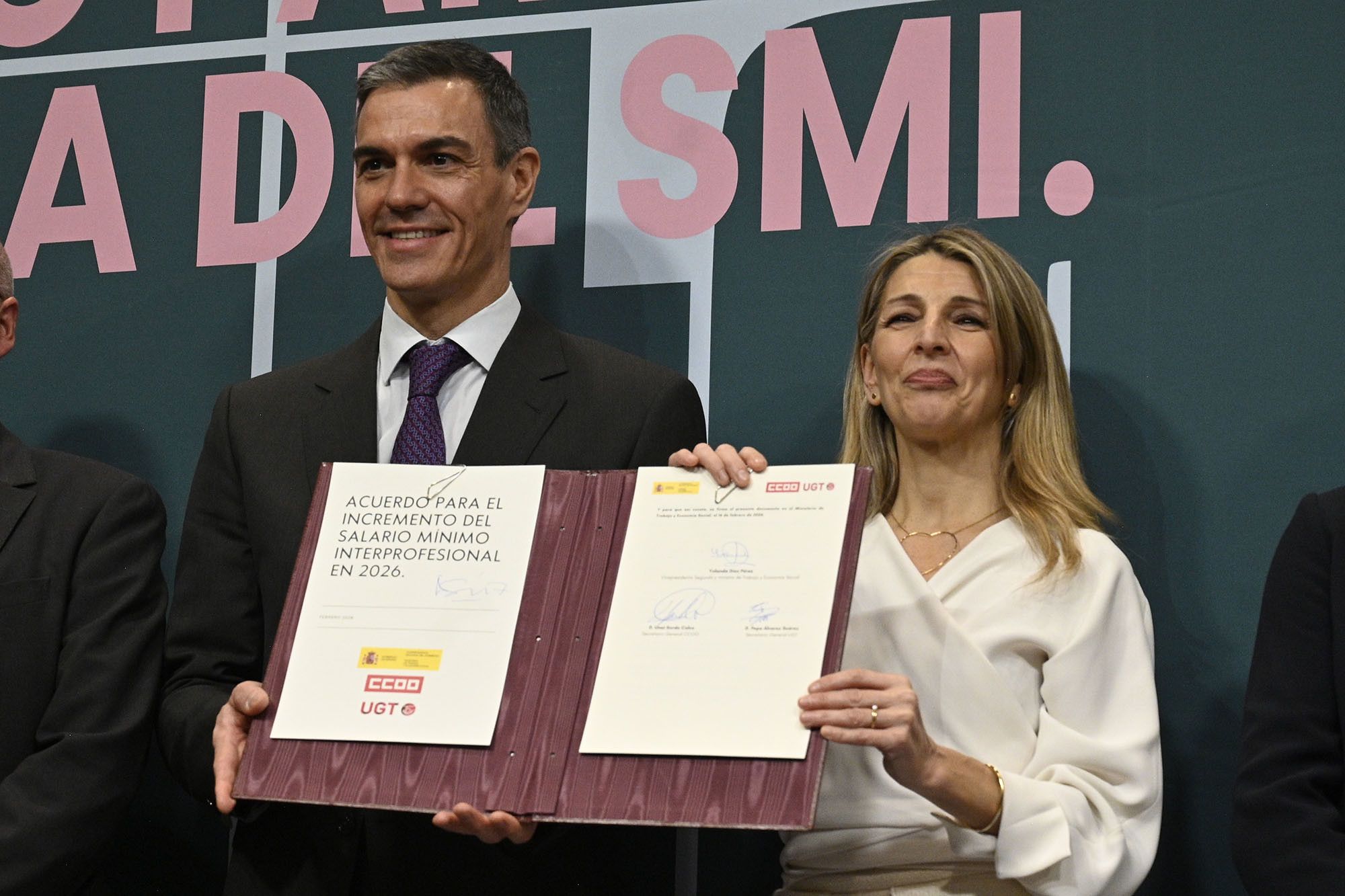 Pedro Sánchez y Yolanda Díaz, en un acto juntos el pasado mes de febrero.