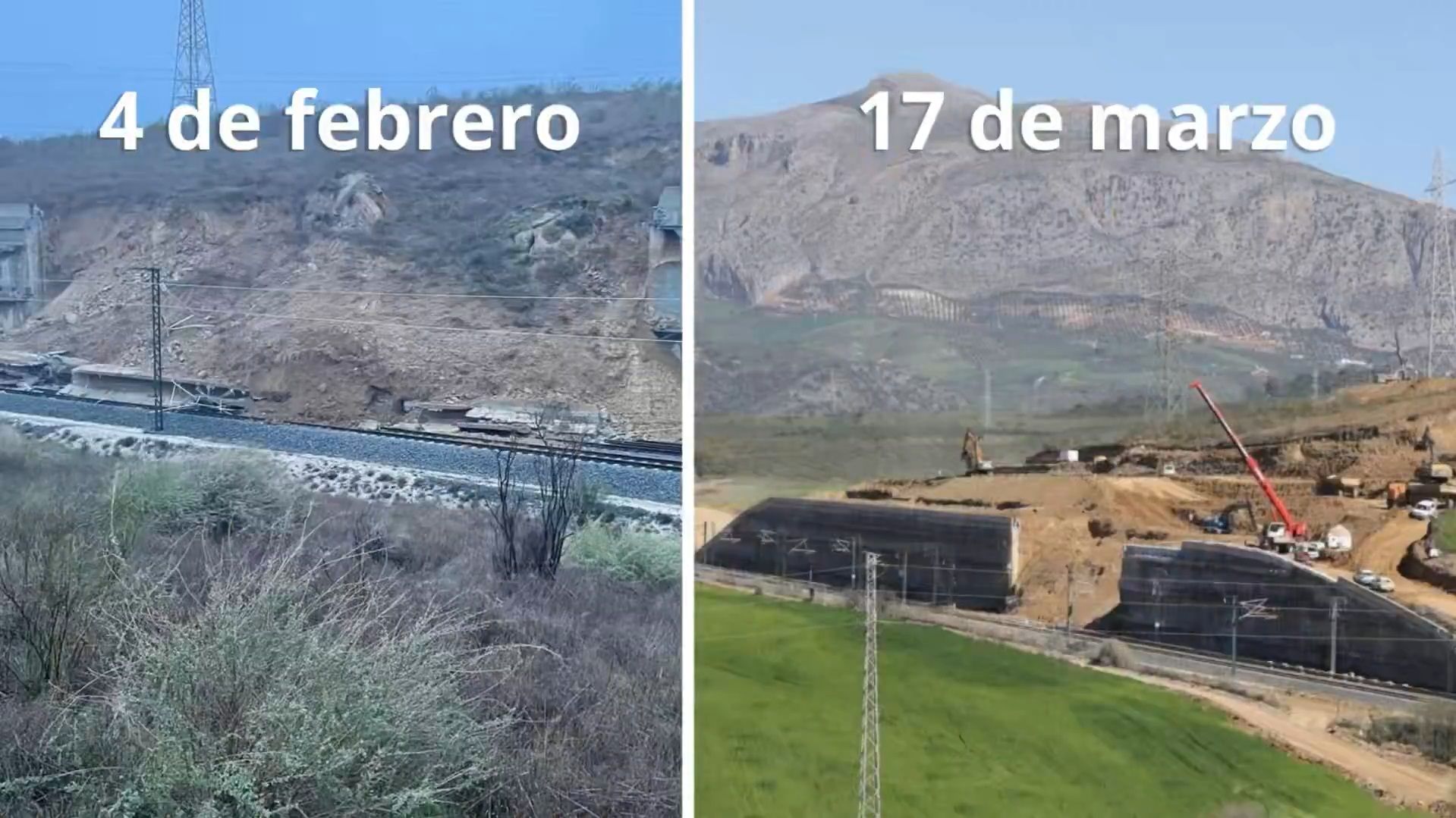 El talud que se ha tenido que restaurar en la línea de AVE de Málaga.