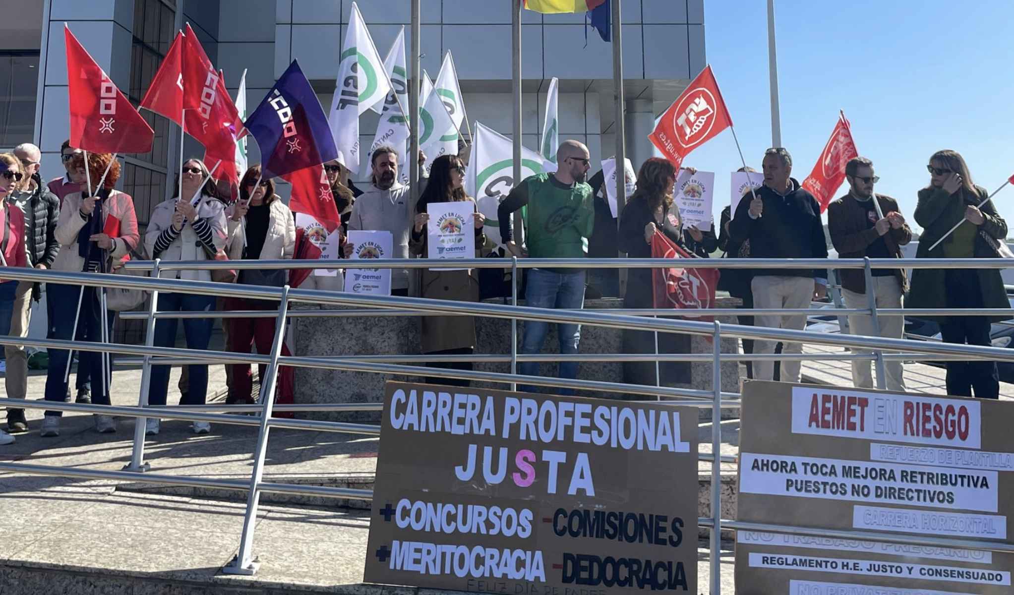 Una movilización de trabajadores de la Aemet.