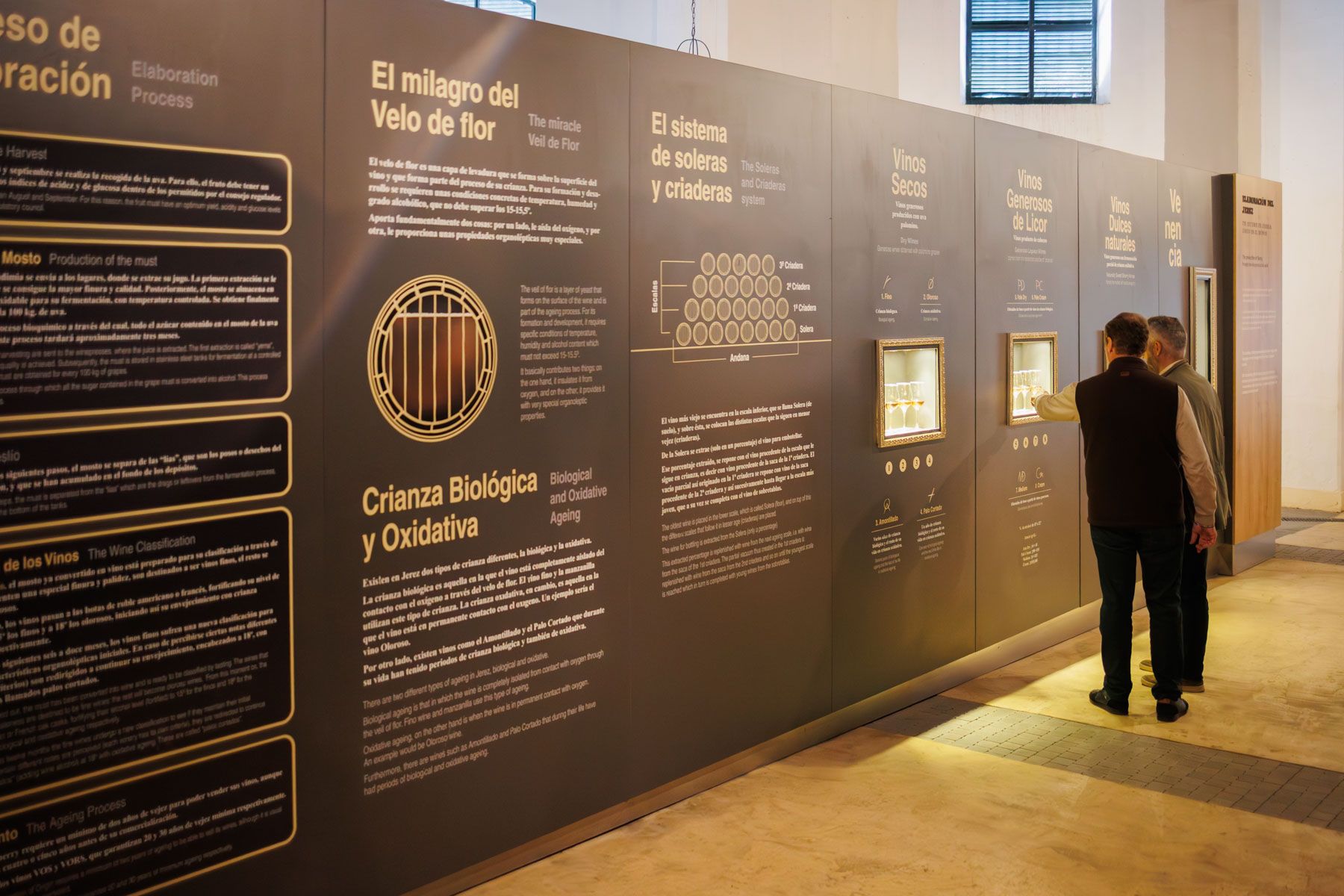 Interior de las bodegas Cayetano del Pino en Jerez.