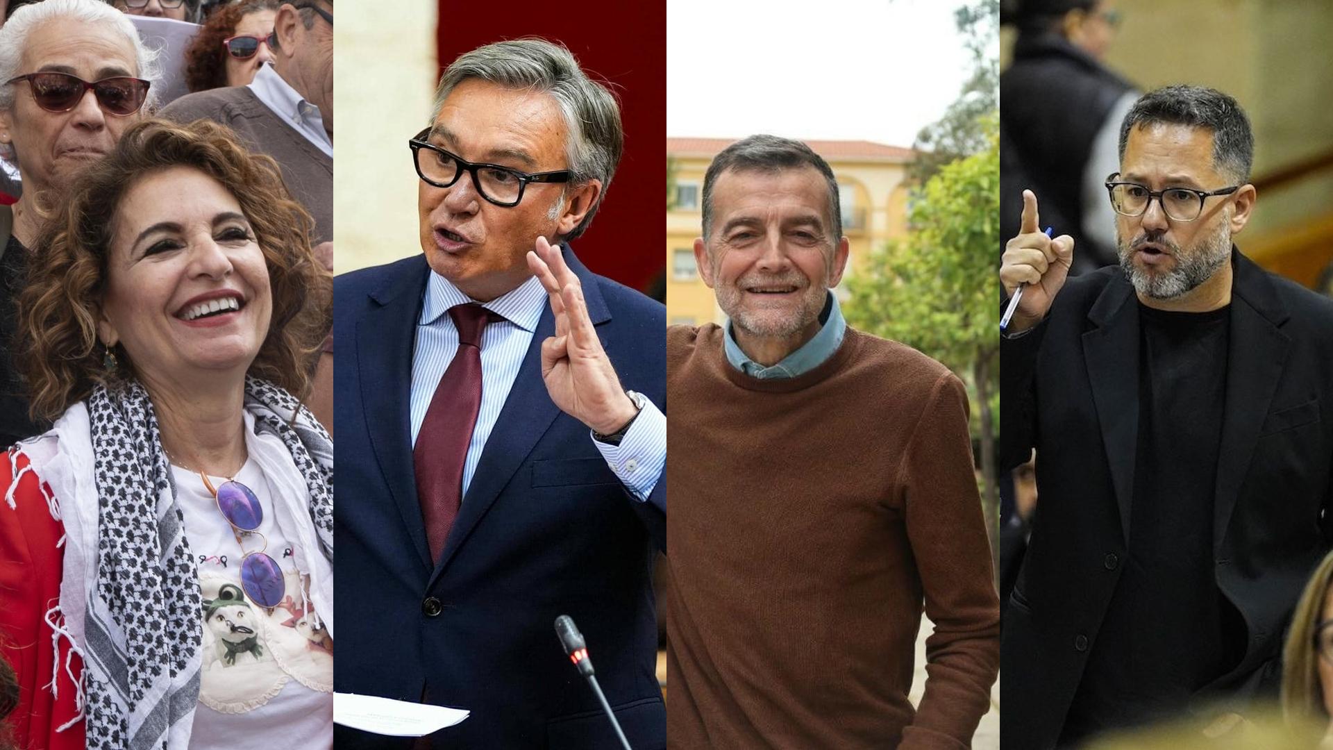 María Jesús Montero (PSOE-A), Manuel Gavira (Vox), Antonio Maíllo (Por Andalucía) y José Ignacio García (Adelante).
