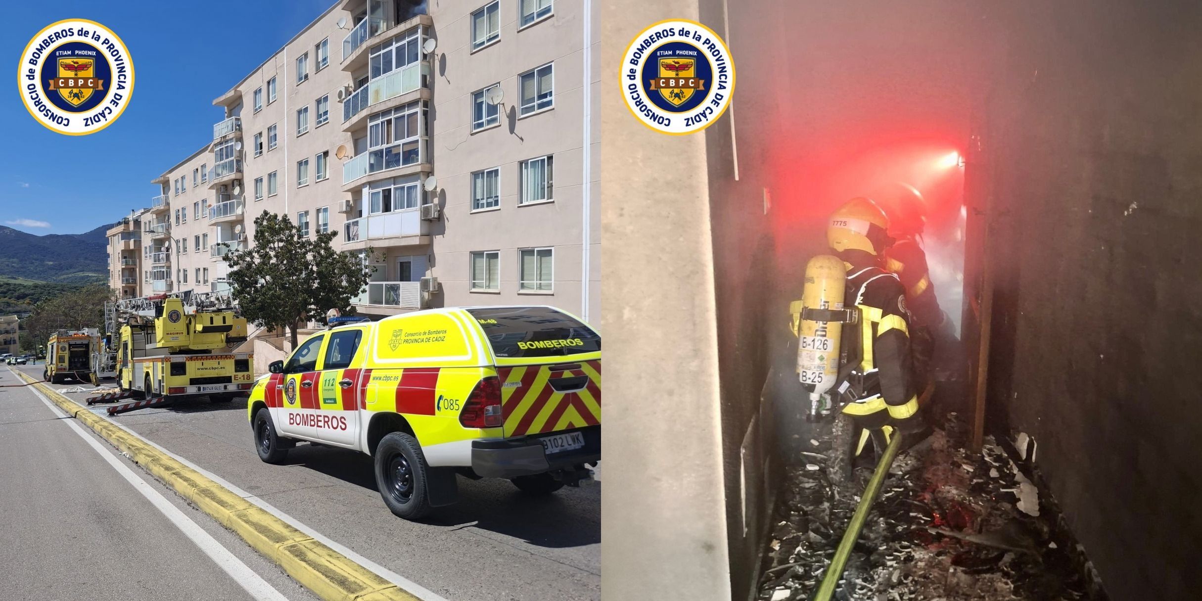 Despliegue de bomberos en Algeciras.
