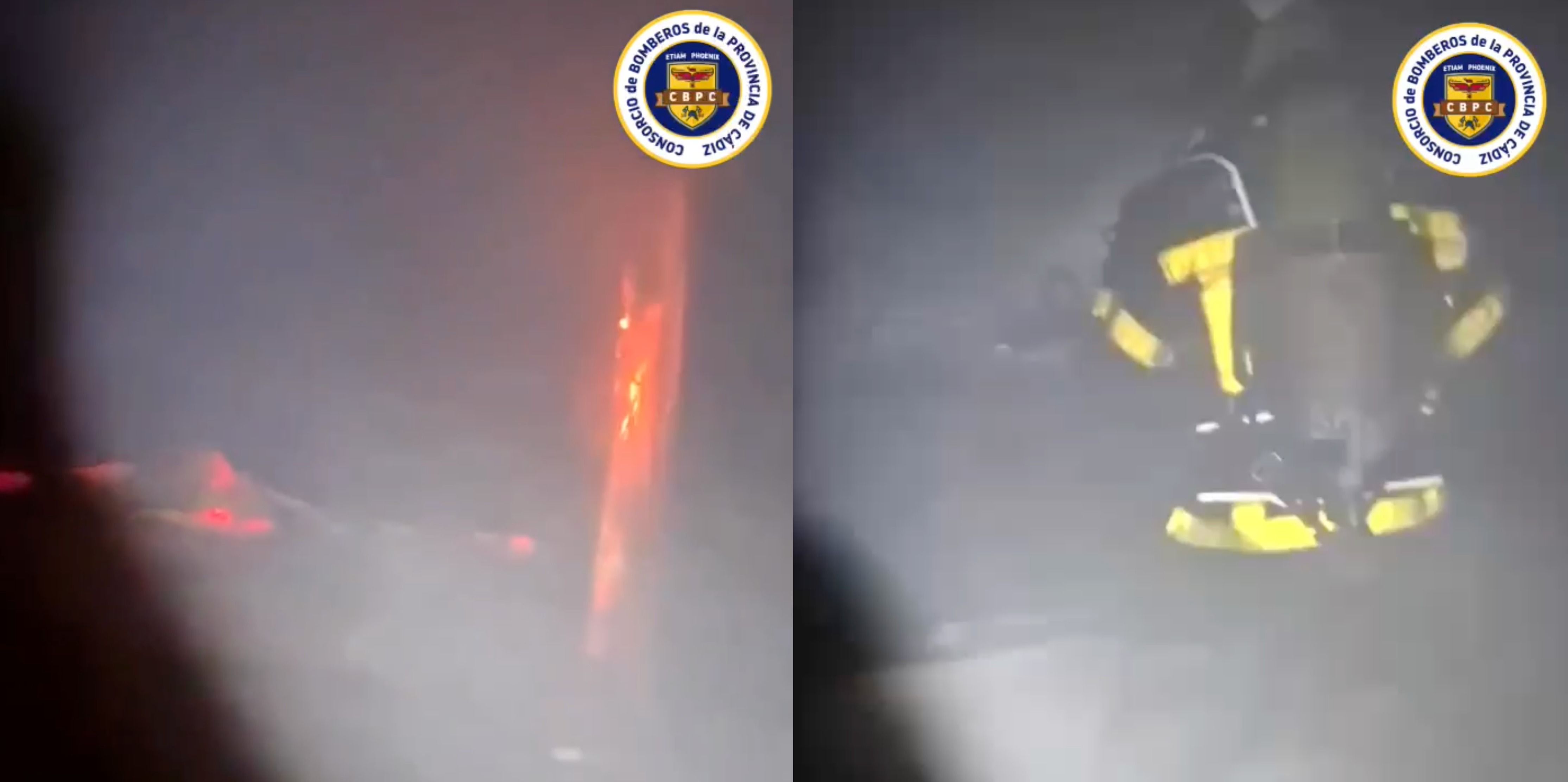 Un momento del incendio en El Puerto. Un momento del incendio en El Puerto.