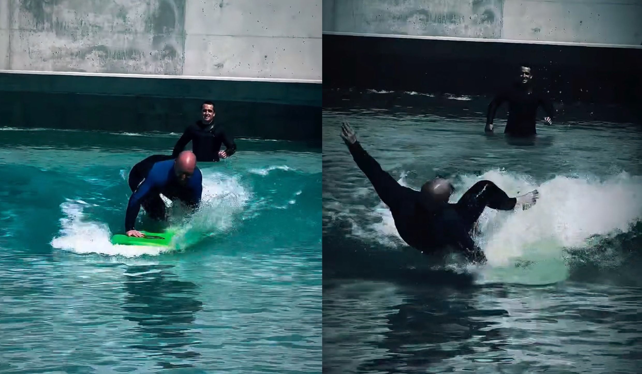 Germán Beardo, probando la nueva piscina de olas. Germán Beardo, probando la nueva piscina de olas.