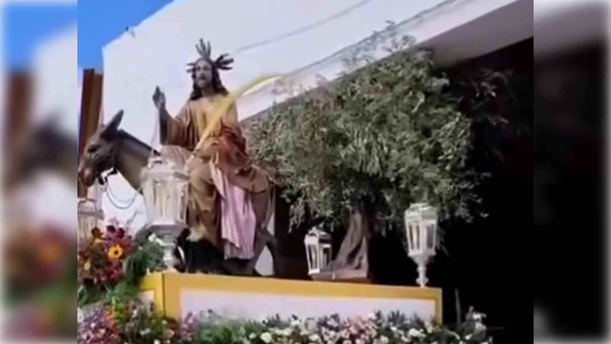 Incidente en la salidad de Jesús en su entrada triunfal en Jerusalén en Valdepeñas. Incidente en la salidad de Jesús en su entrada triunfal en Jerusalén en Valdepeñas.