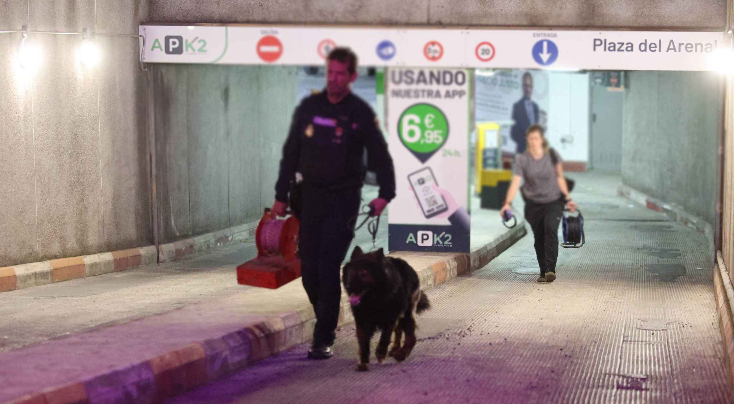 Agentes de la Policía Nacional que han intervenido en el parking del Arenal.