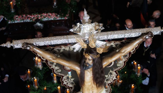 El Cristo de la Expiración, aguardando su salida de San Telmo.