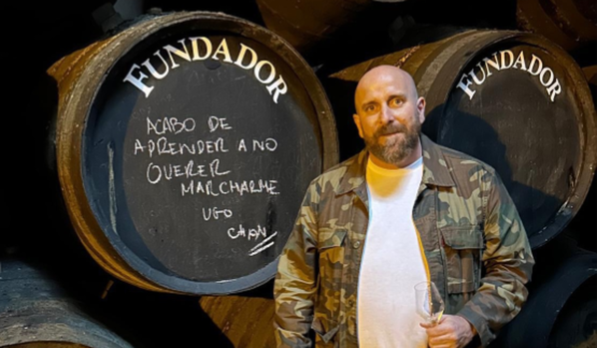 Hugo Muñoz, el reconocido chef en Madrid, durante su visita en las Bodegas Fundador en Jerez