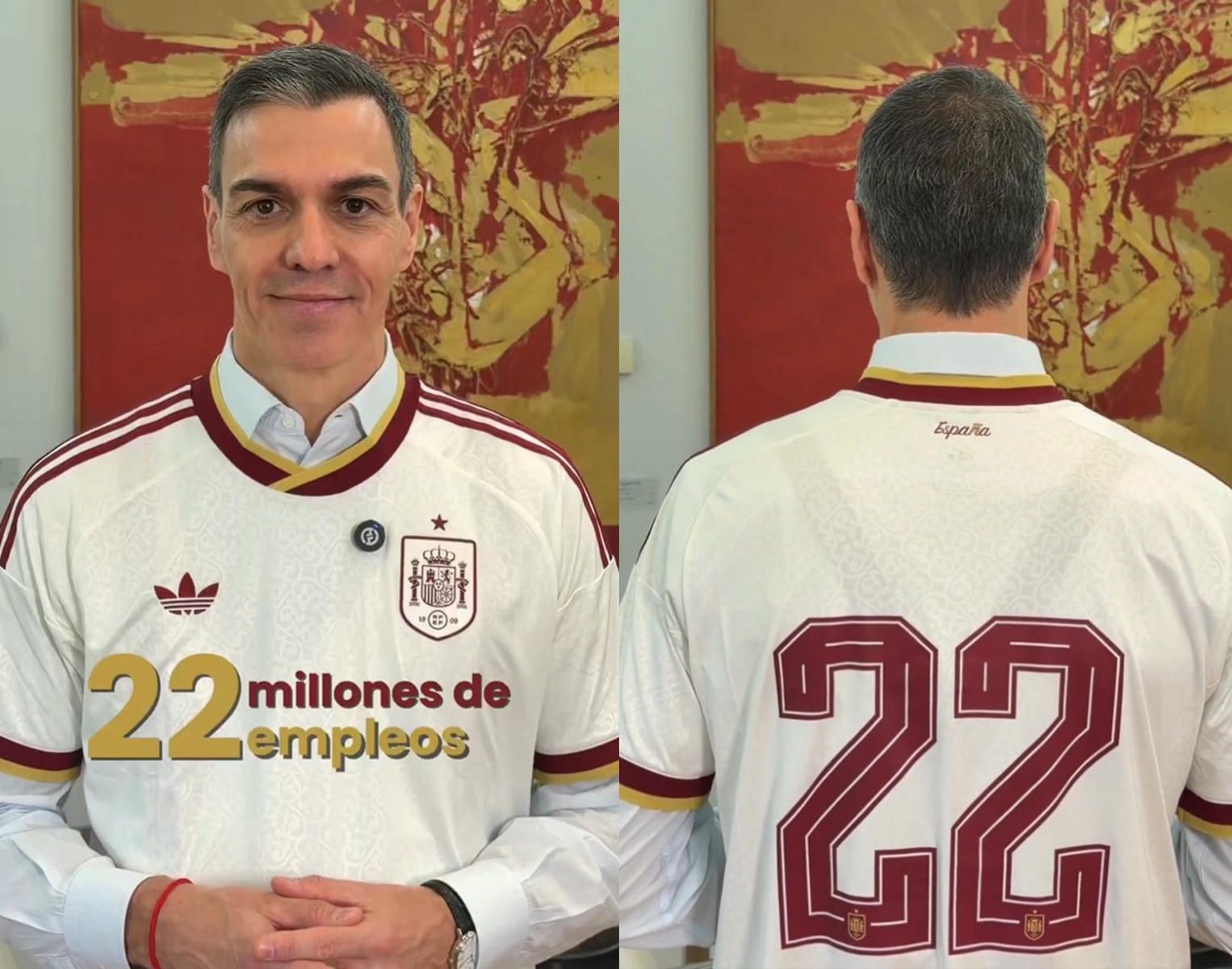 Pedro Sánchez, anunciando los 22 millones de empleos.