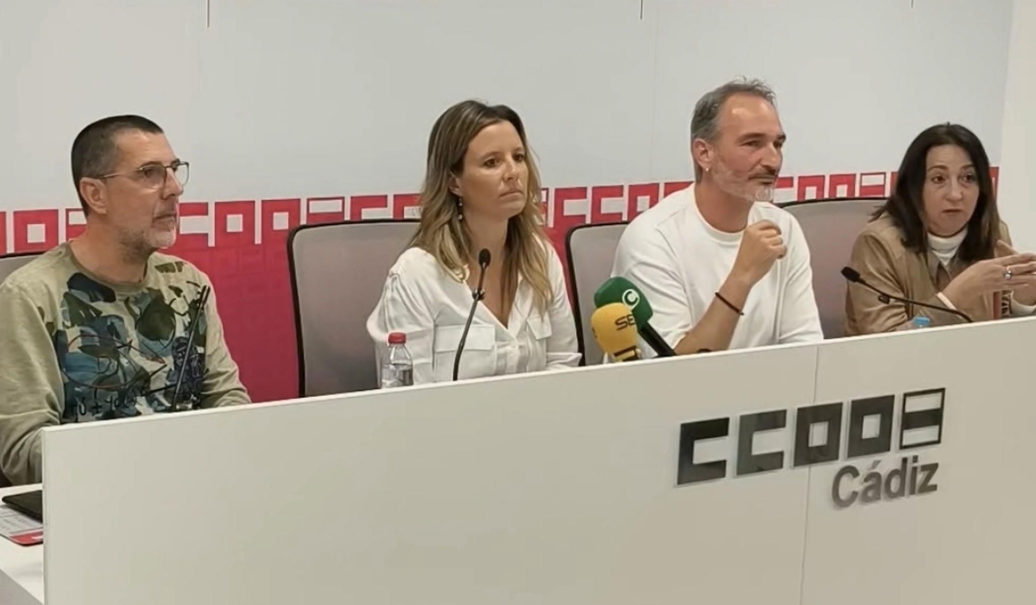 Rueda de prensa de CCOO en que han anunciado la denuncia contra la inspección educativa en Cádiz.