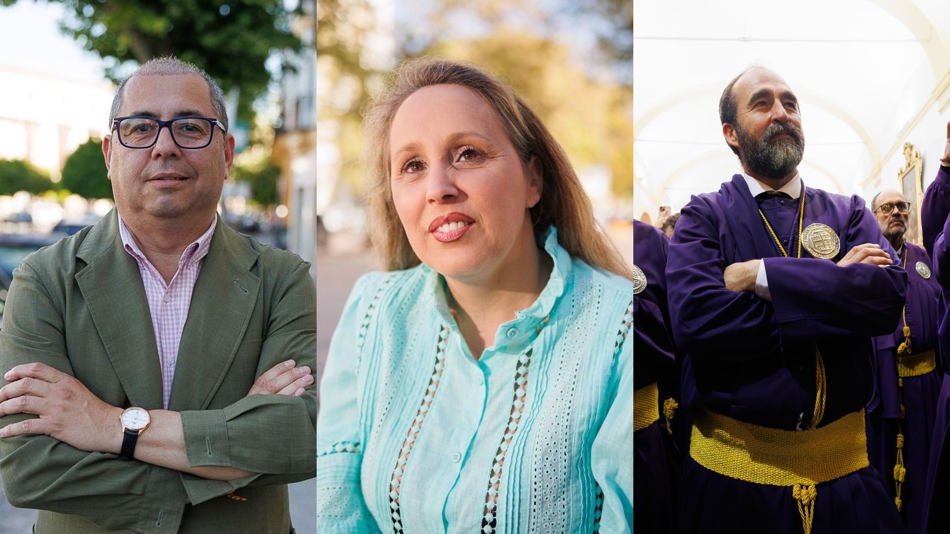 Ángel Heredia, María Zarzuela y Froilán Solís, candidatos a la presidencia de la Unión de Hermandades de Jerez.