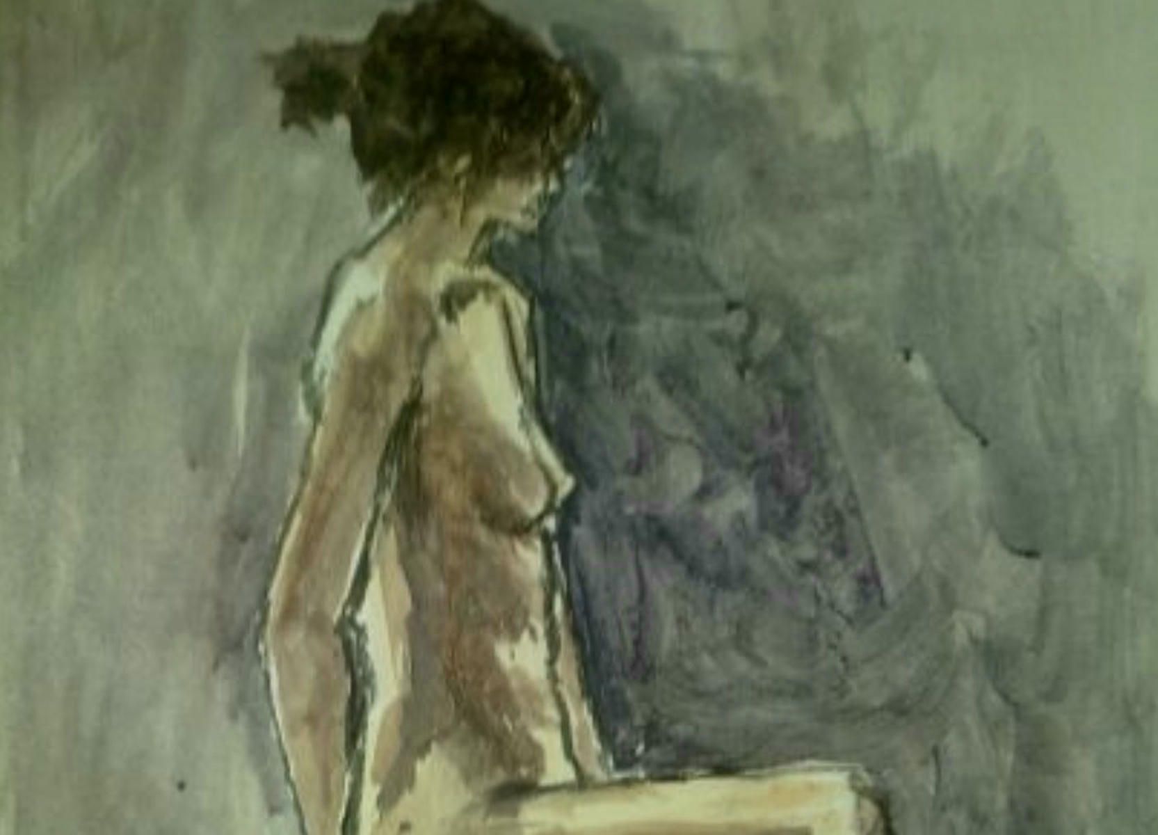 'Modelo 37', Técnica mixta acrílico y carboncillo, sobre papel, 35x50 cm. Fecha de realización aproximada 2011.