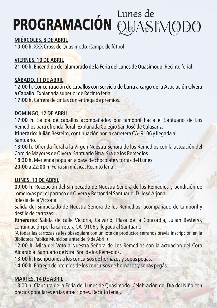 Programación completa de la fiesta local.