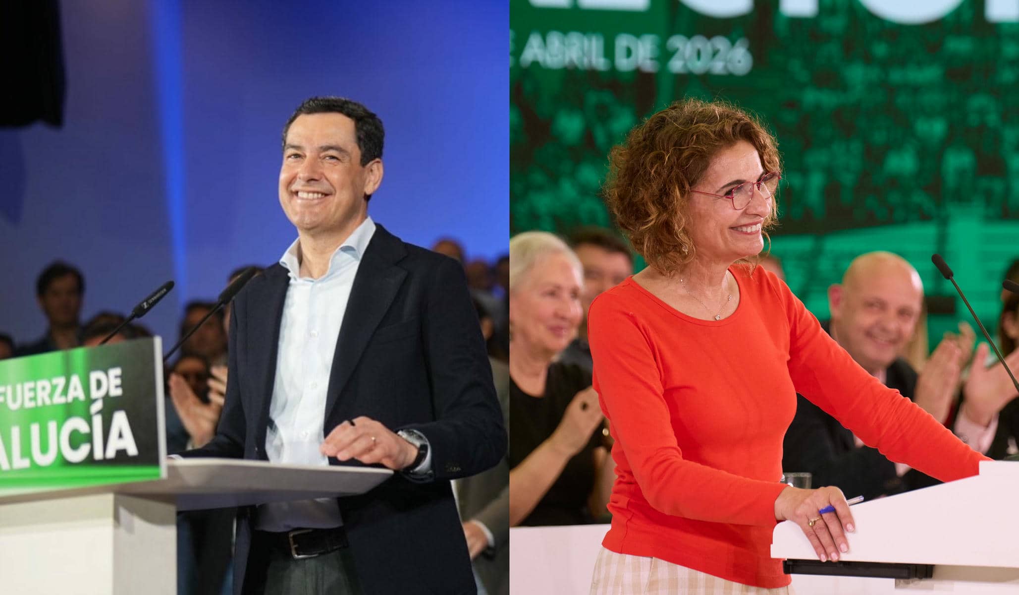 Los actos de campaña este fin de semana de Juanma Moreno y María Jesús Montero.