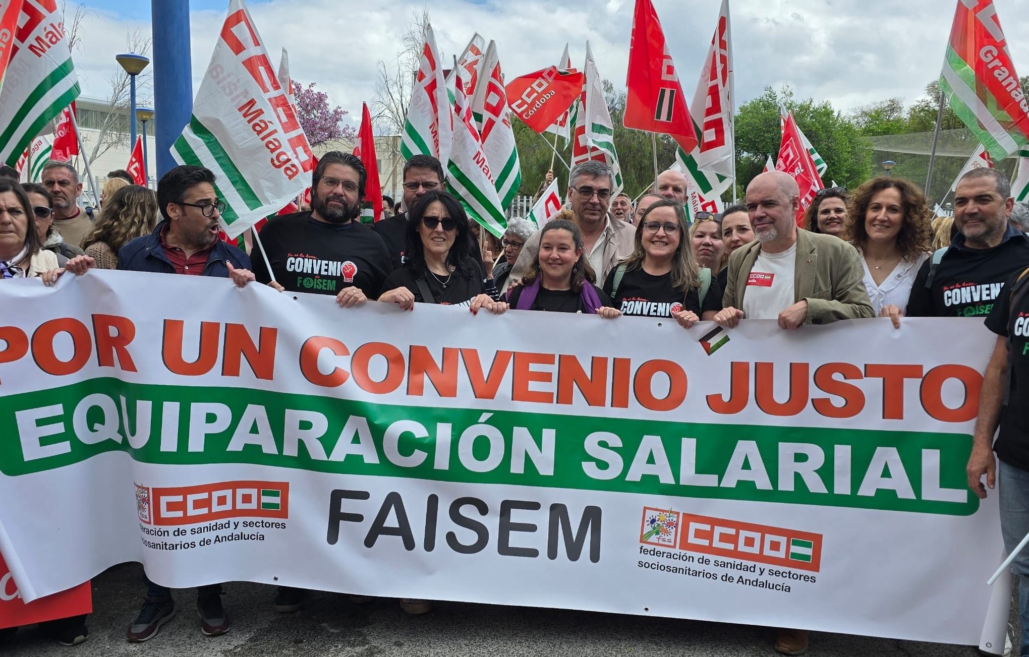 Una protesta de los trabajadores de Faisem, la Fundación Andaluza para la Integración Social del Enfermo Mental.