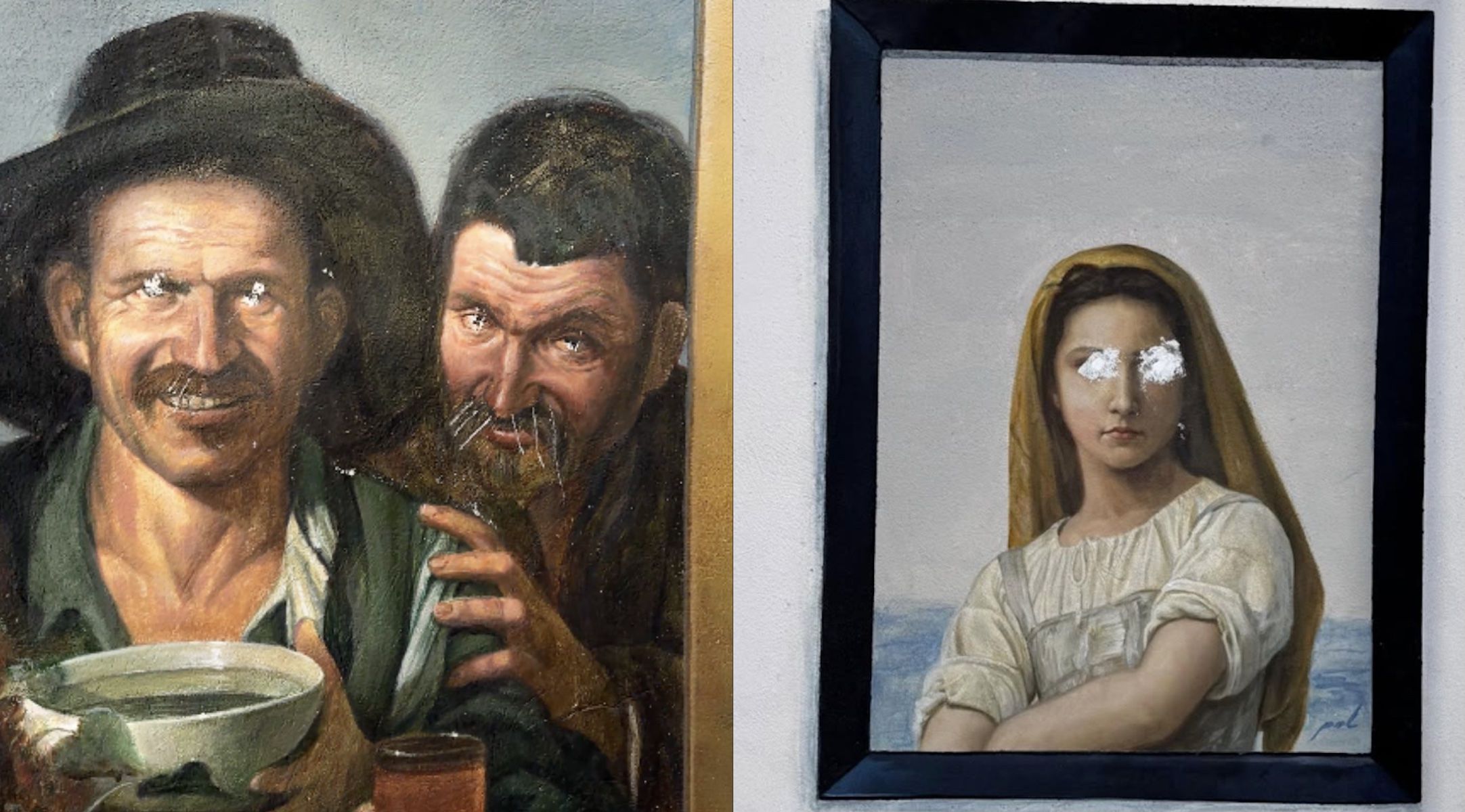 Dos de las obras callejeras de Pol Tattoo en Jerez amanecen pintarrajeadas.