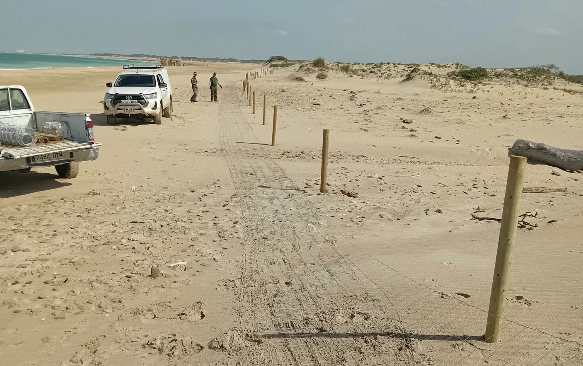 Colocan una malla de 500 metros en las playas de Camposoto y la Punta del Boquerón. Colocan una malla de 500 metros en las playas de Camposoto y la Punta del Boquerón.