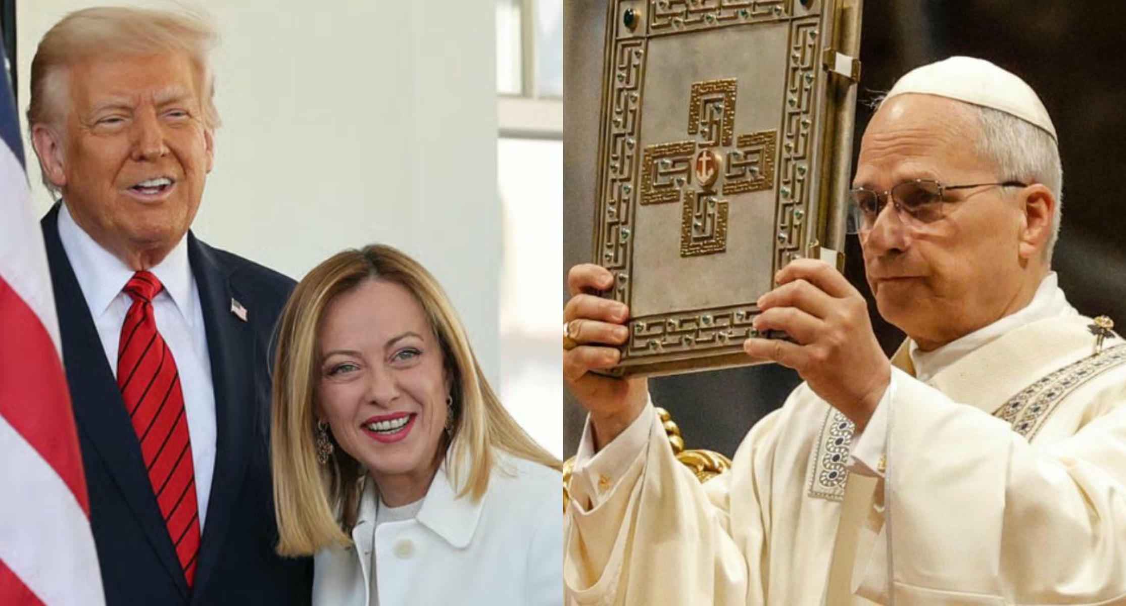 Trump, Meloni y el Papa León XIV. Trump, Meloni y el Papa León XIV.