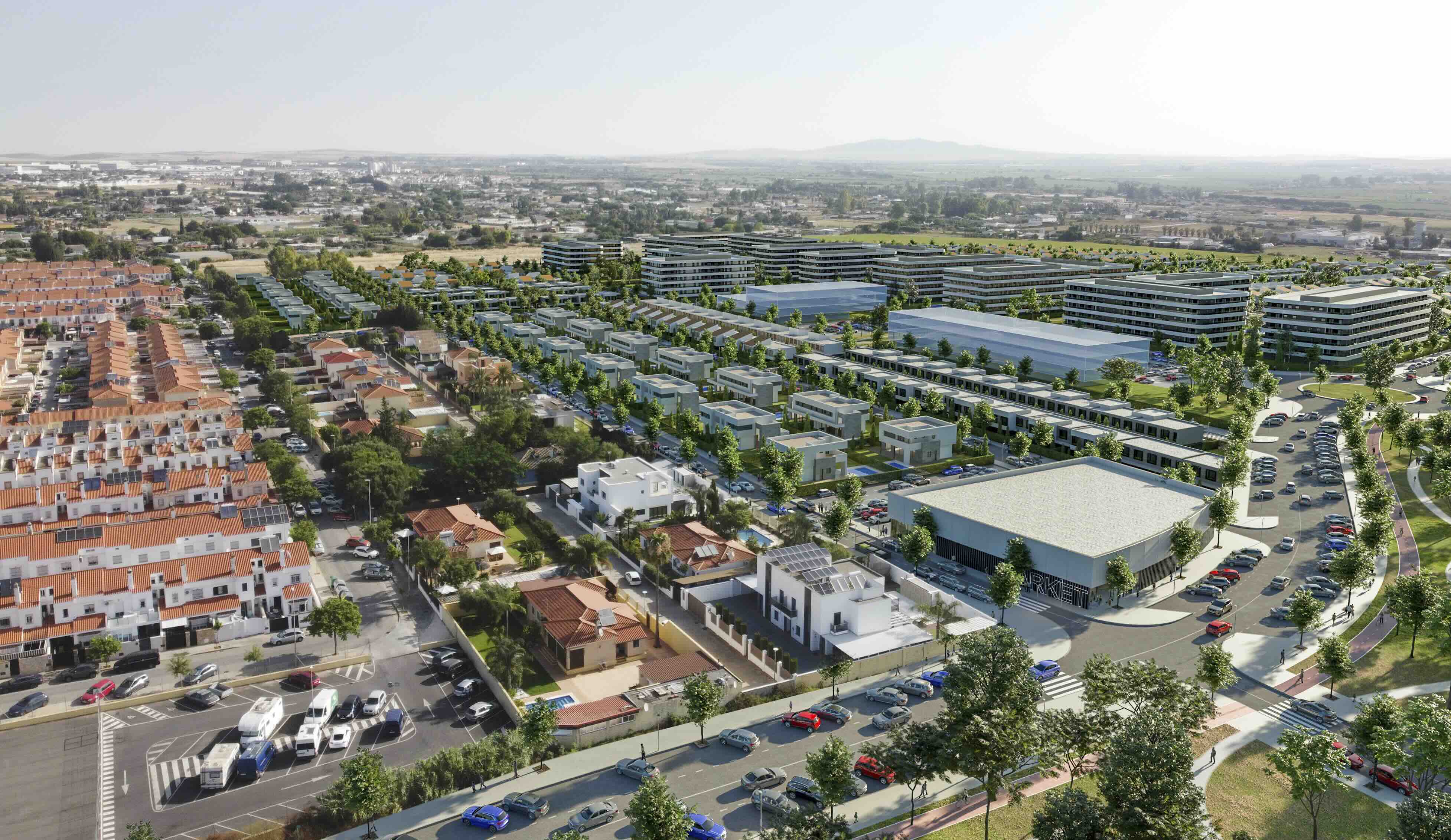 Recreación del futuro desarrollo de Mirabal, al noreste de Jerez, y fruto del impulso de Iniciativas Inmobiliarias.