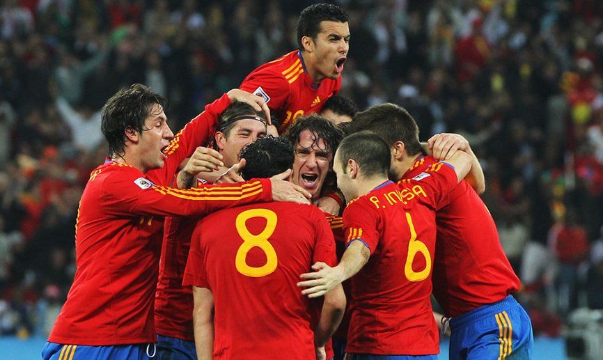 Carles Puyol tras el gol de semifinales.