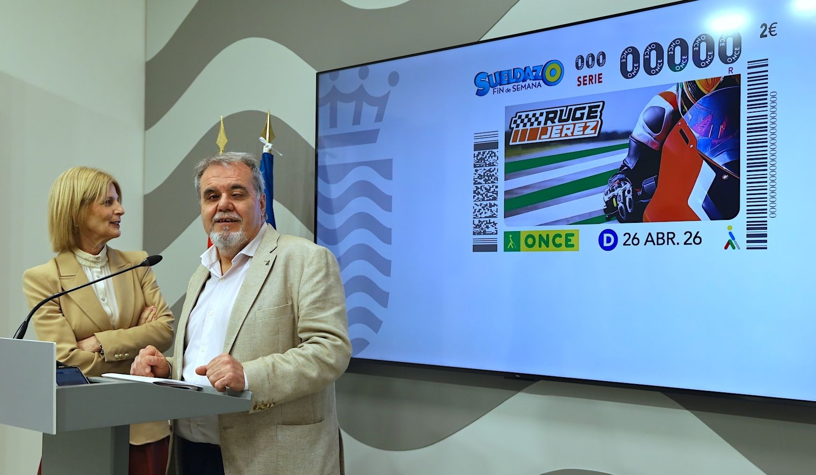 La presentación del cupón dedicado a Jerez. La presentación del cupón dedicado a Jerez.