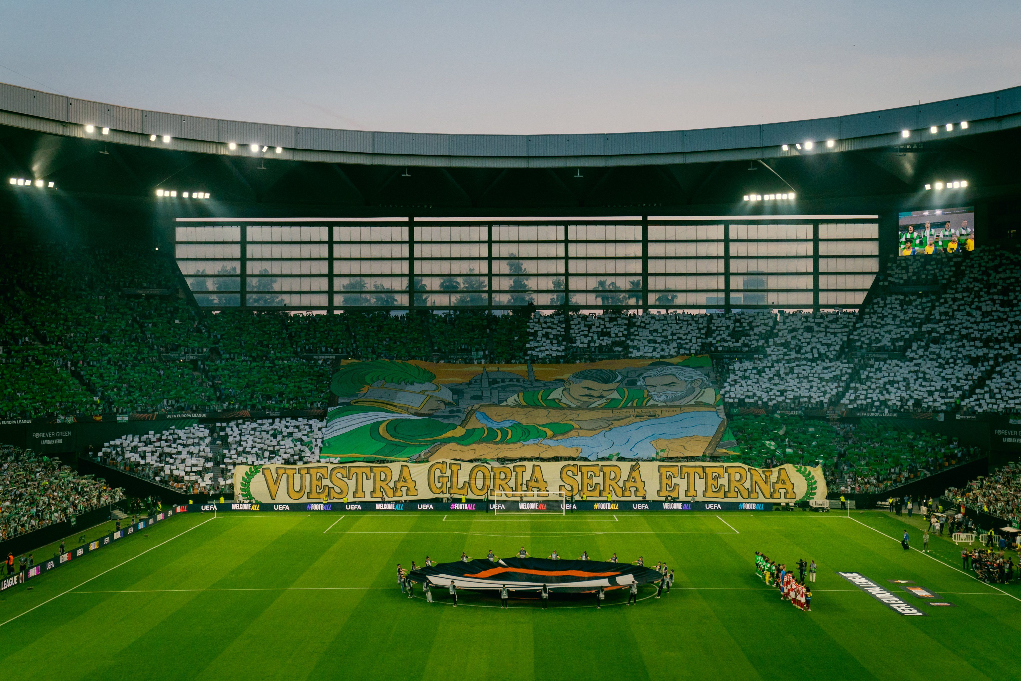 El tifo en La Cartuja este jueves.