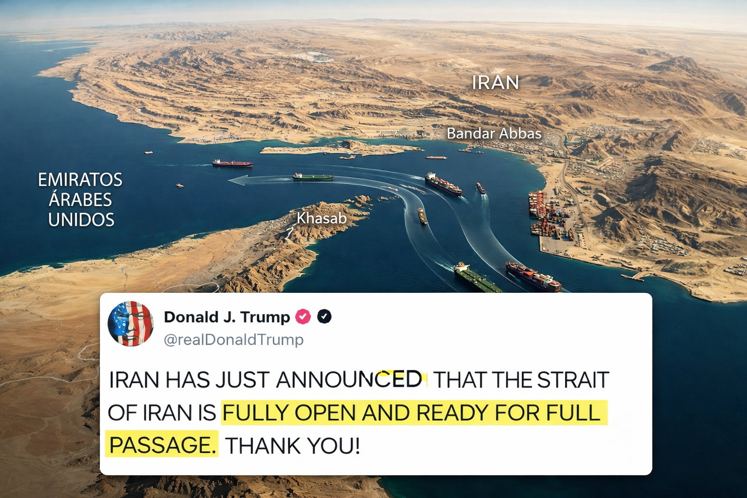 Irán anuncia que el Estrecho de Ormuz está "completamente abierto": giro radical del precio del petróleo.