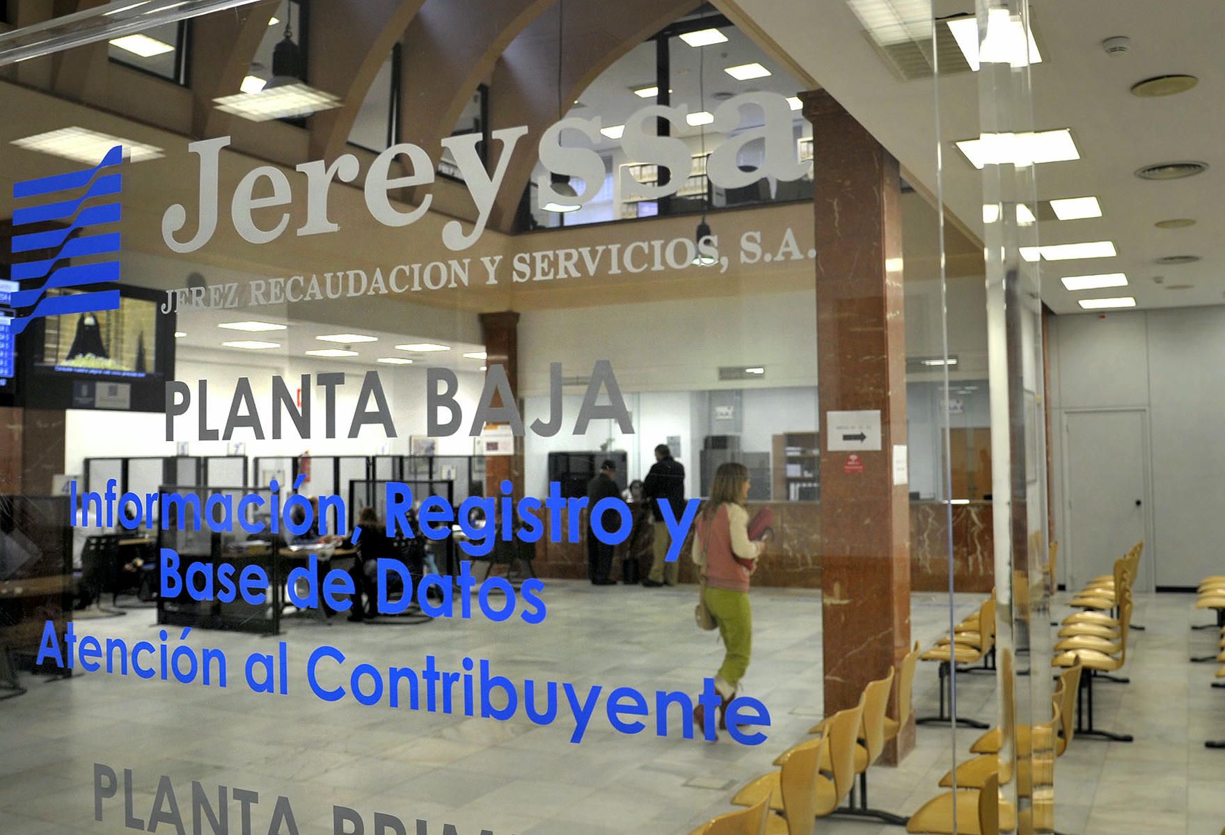 La oficina de Jereyssa, empresa de recaudación tributaria en Jerez.