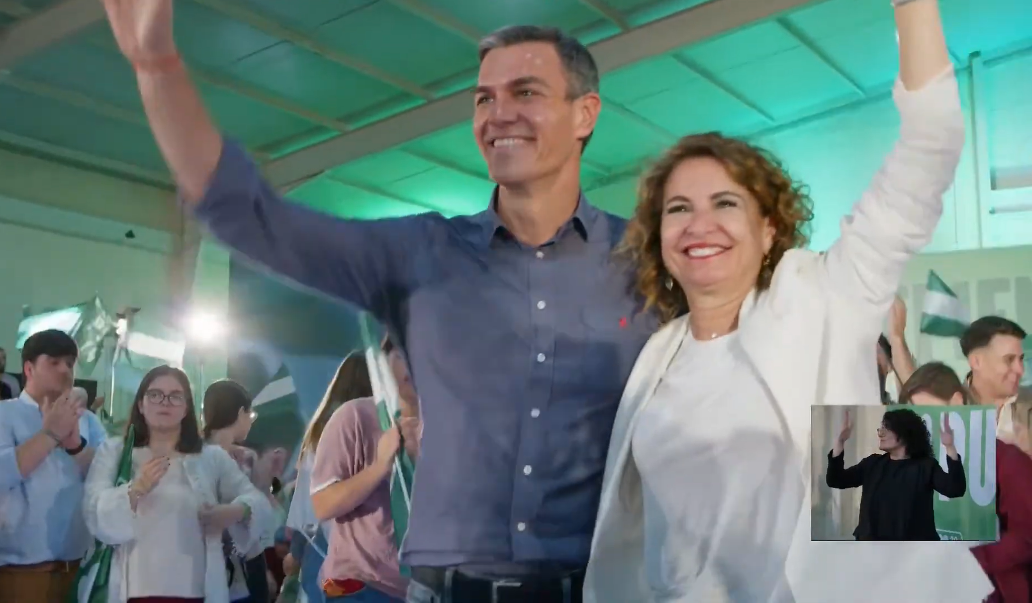 Pedro Sánchez y María Jesús Montero protagonistas en Gibraleón del acto de campaña andaluza 