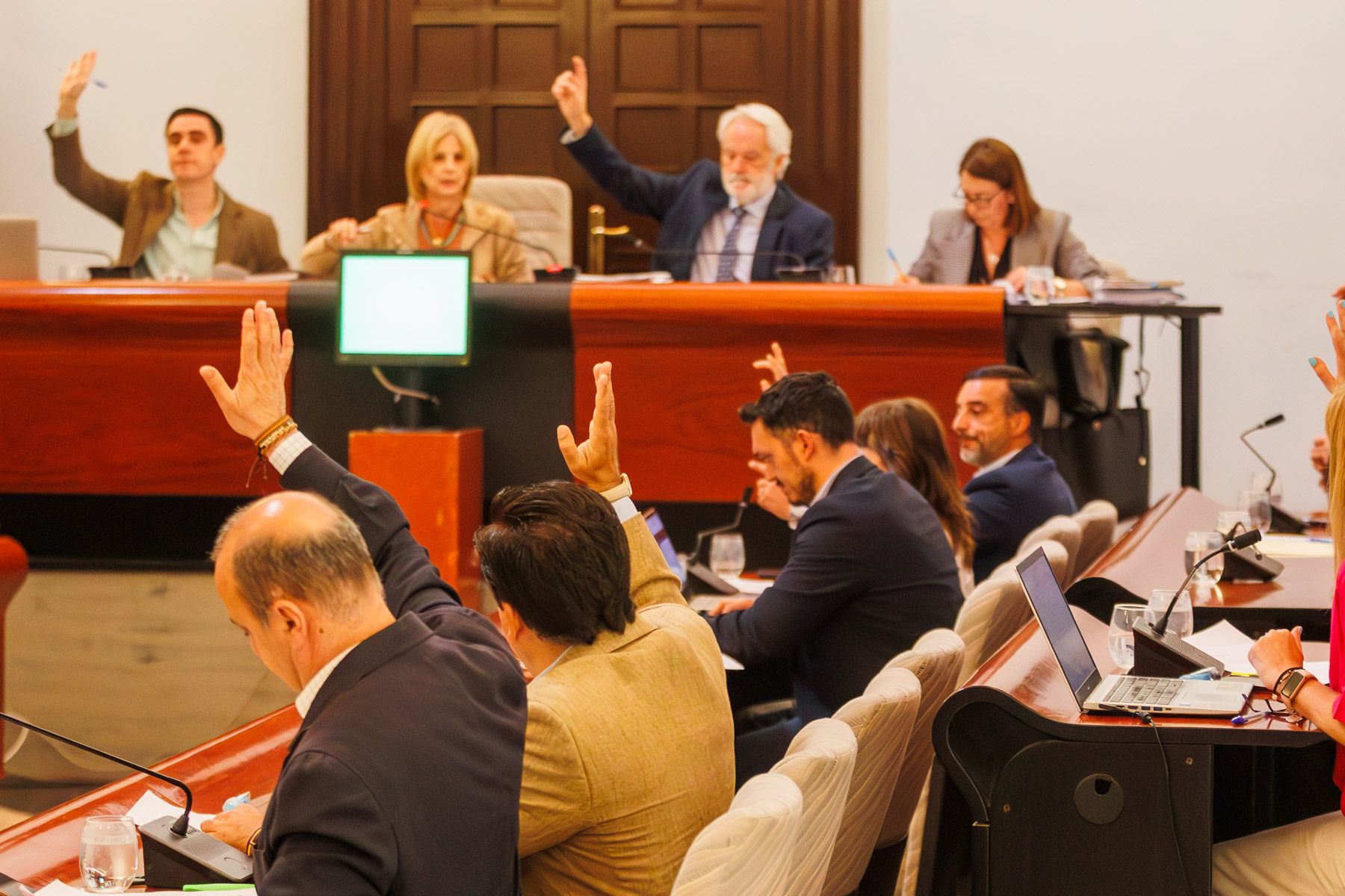 En la imagen, con los brazos abajo, la alcaldesa de Jerez y José Antonio Díaz, líder del PSOE.