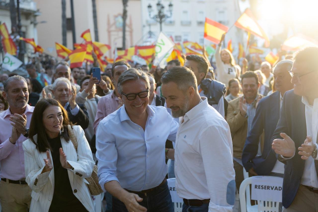 Gavira y Abascal, de Vox, en campaña esta semana en Andalucía.