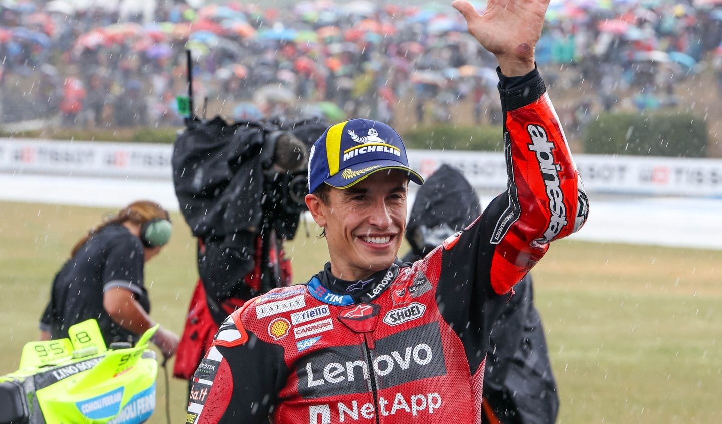 Marc Márquez, bajo la lluvia este sábado en el Circuito de Jerez.