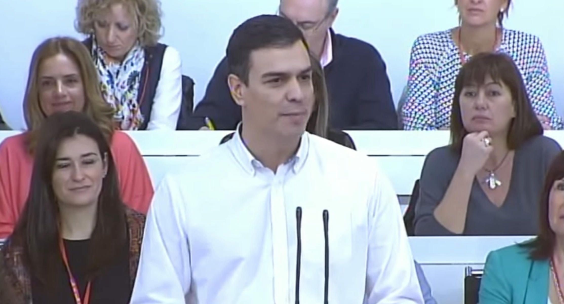 Pedro Sánchez, en un comité federal hace una década.
