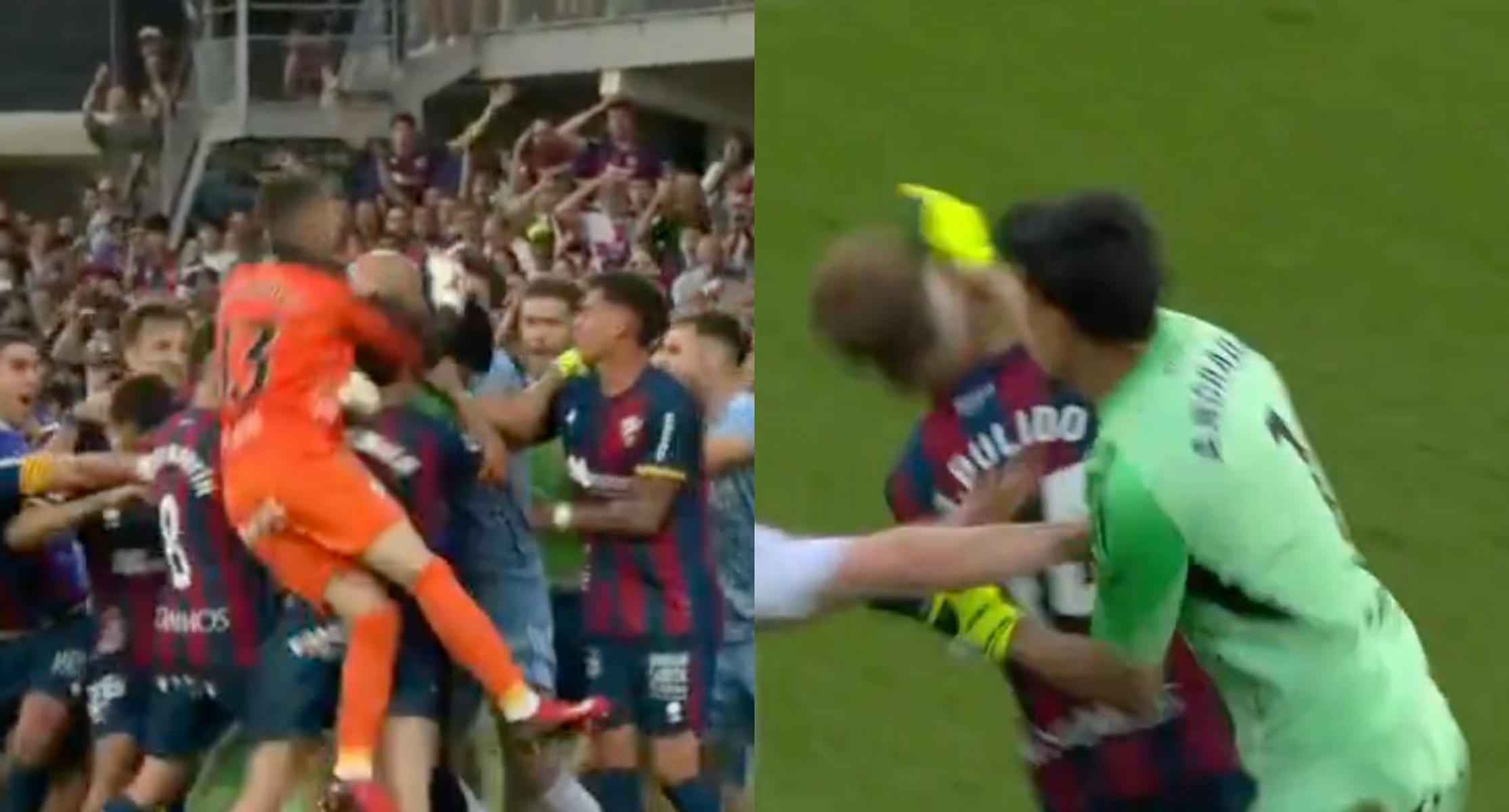 Las imágenes de los dos puñetazos que avergüenzan al fútbol español.