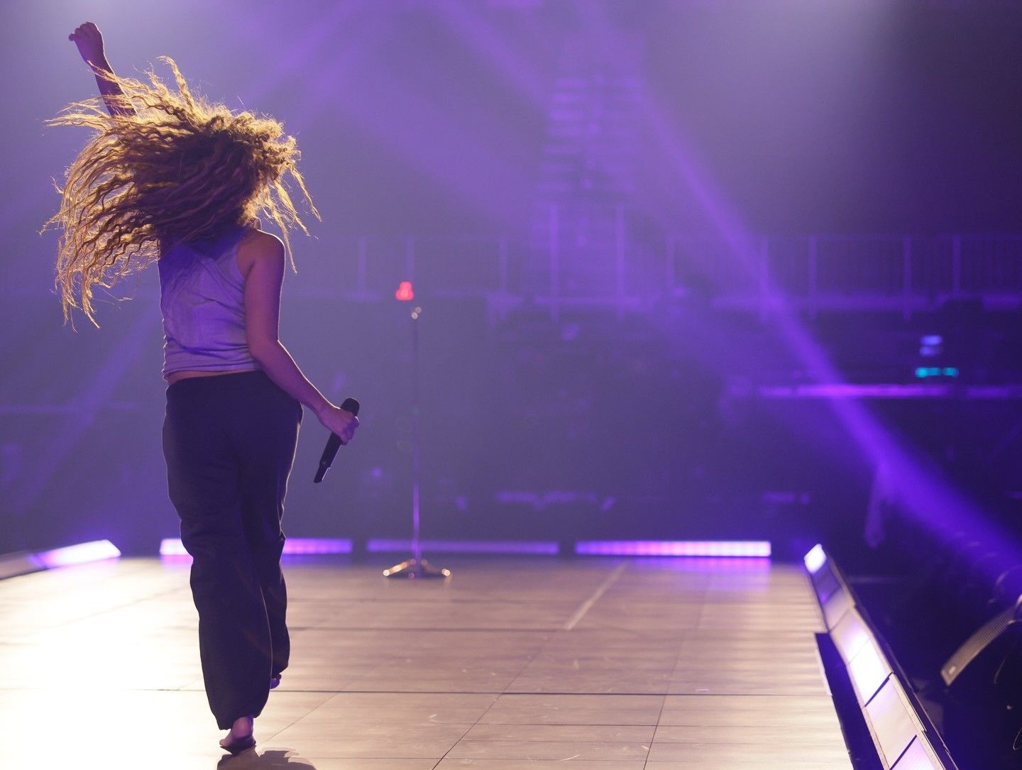 Shakira durante un ensayo.