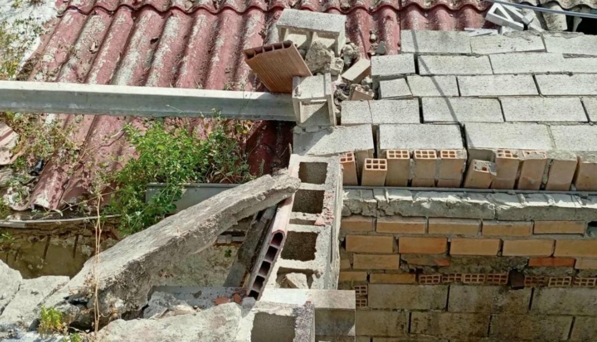 Estado del techo de la vivienda afectada.