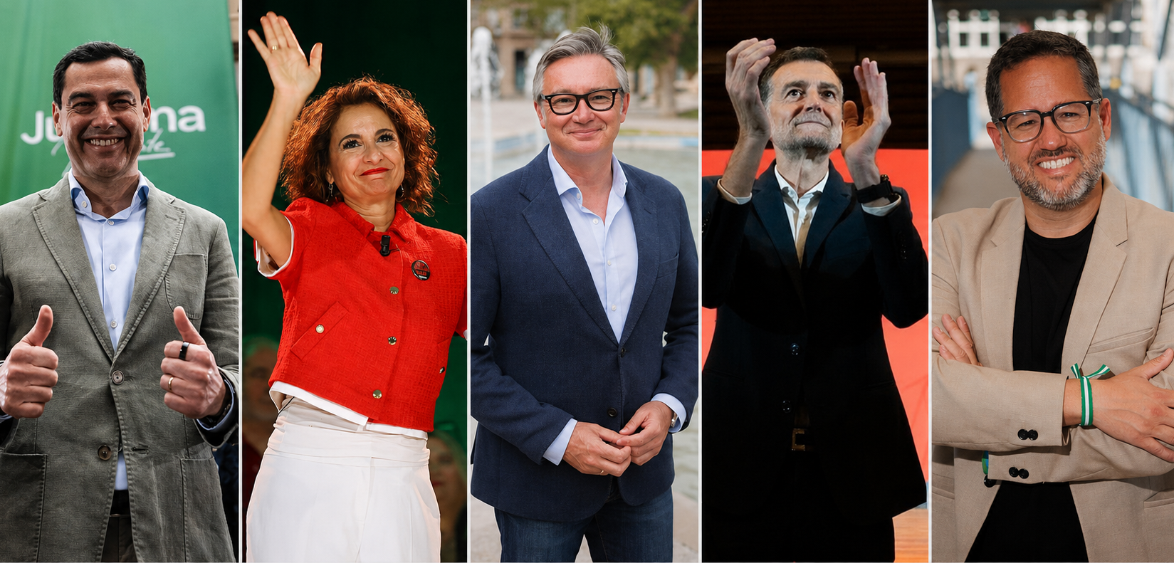 Juanma Moreno, María Jesús Montero, Manuel Gavira, Antonio Maíllo y José Ignacio García