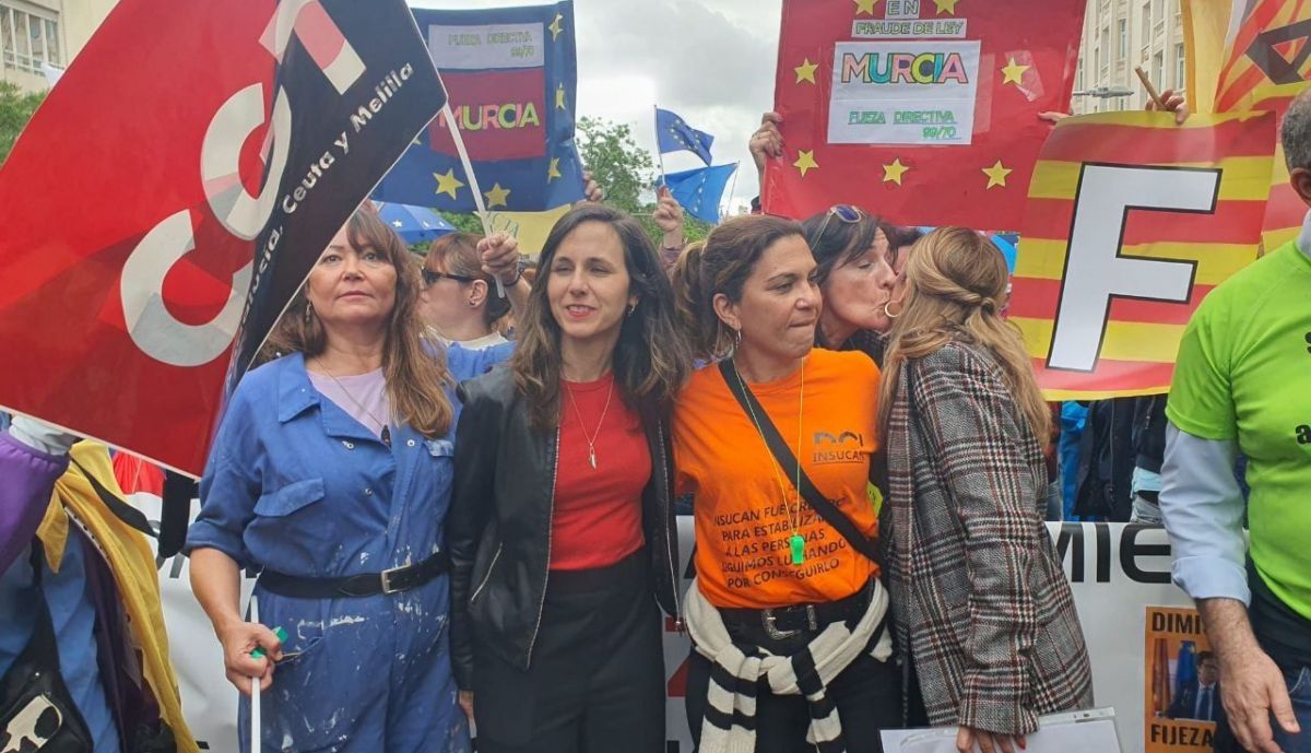 Los docentes interinos protestan en Madrid.