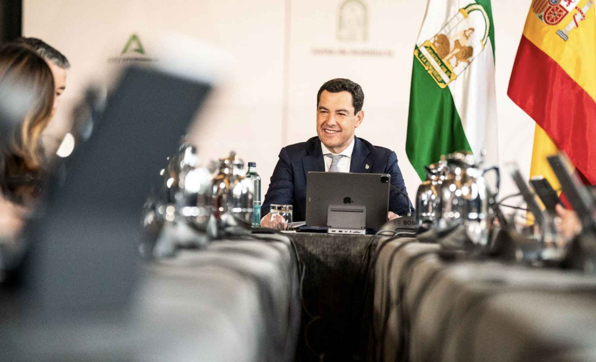 Juanma Moreno, en el Consejo de Gobierno de este miércoles.