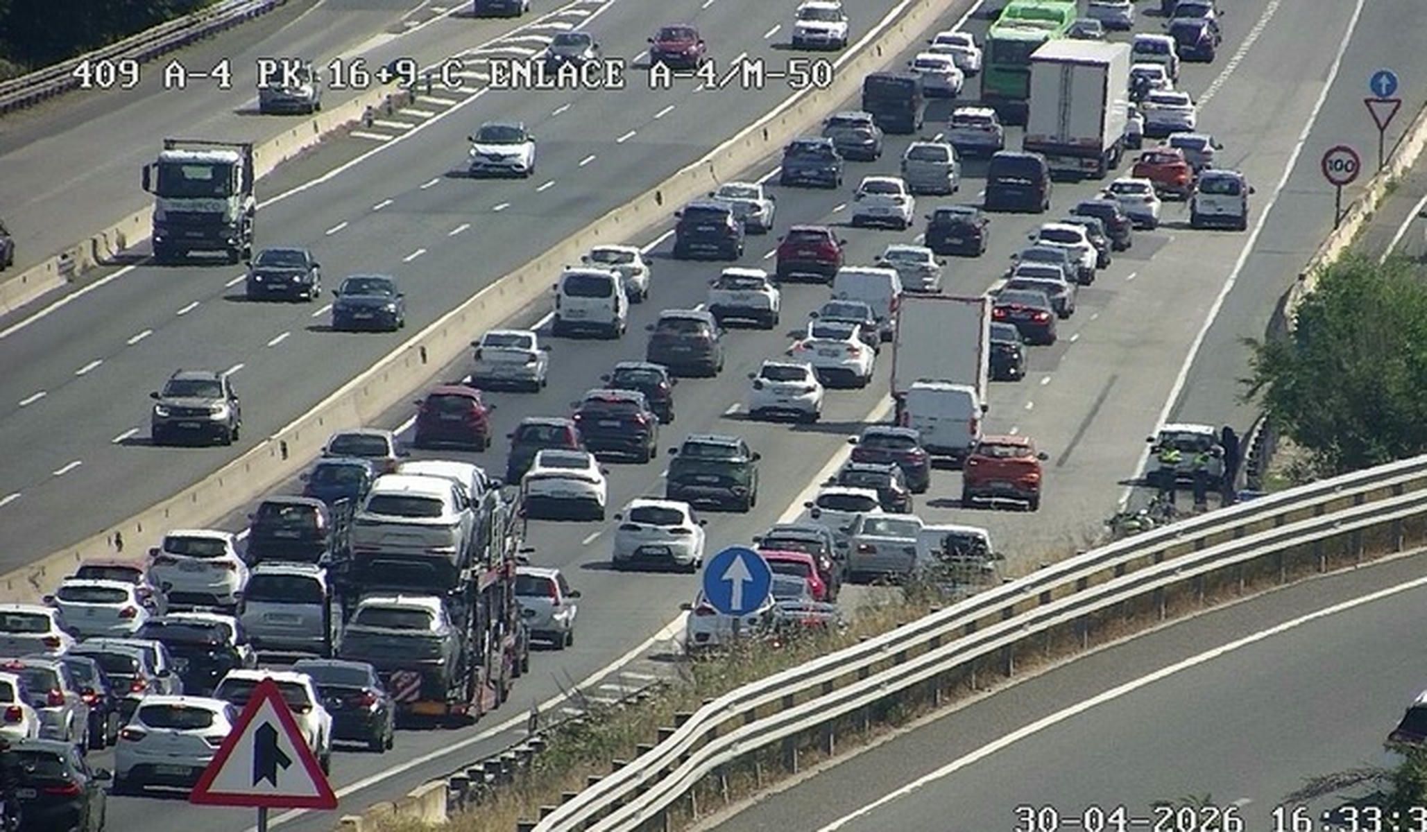 La A 4 en la Comunidad de Madrid, en sentido Andalucía.