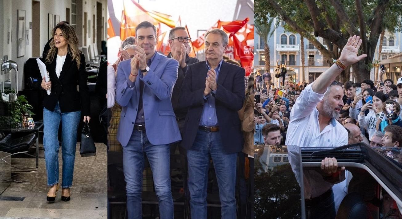 Yolanda Díaz, Pedro Sánchez, José Luis Rodríguez Zapatero y Santiago Abascal