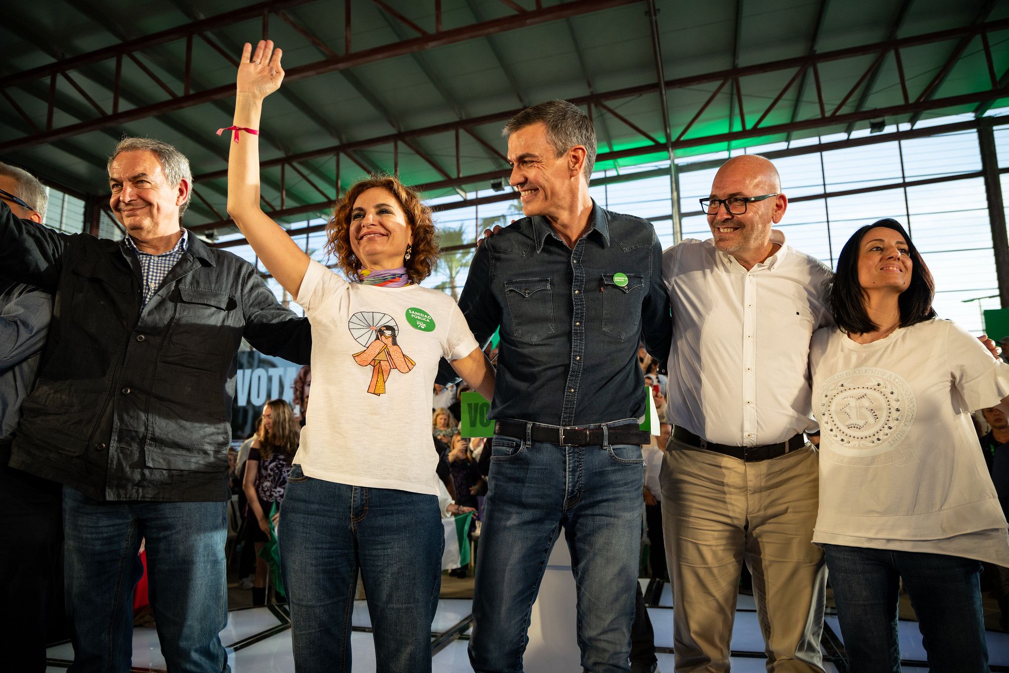 José Luis Rodríguez Zapatero y Pedro Sánchez arropan a María Jesús Montero en Cártama.
