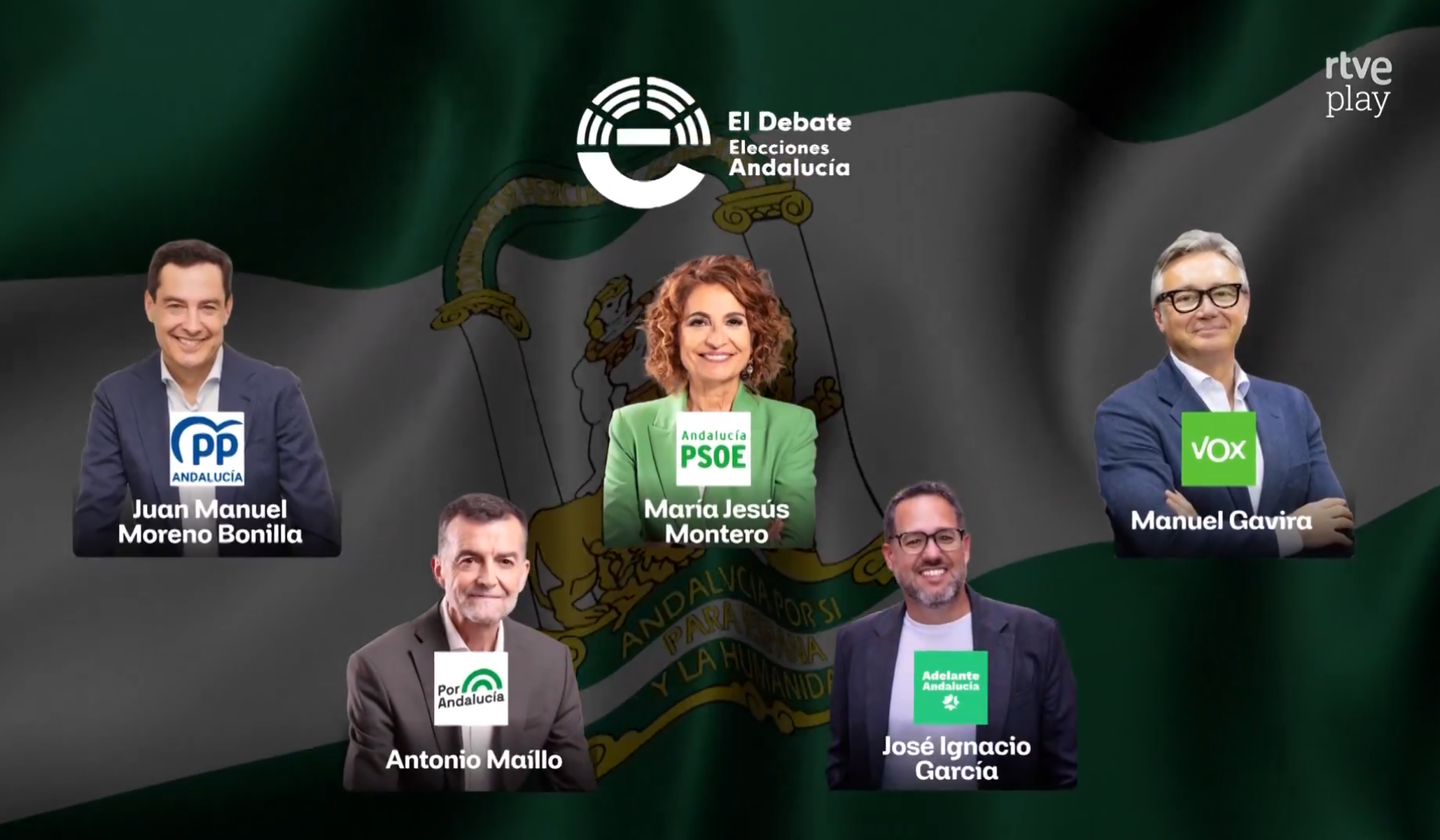 Candidatos presentes en el primer debate electoral para las elecciones del 17 de mayo en Andalucía