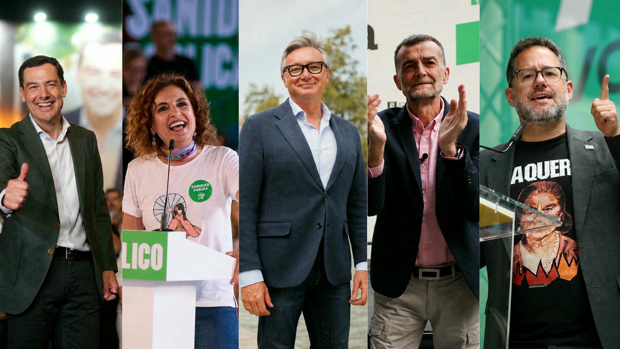 Juanma Moreno, María Jesús Montero, Manuel Gavira, Antonio Maíllo y José Ignacio García