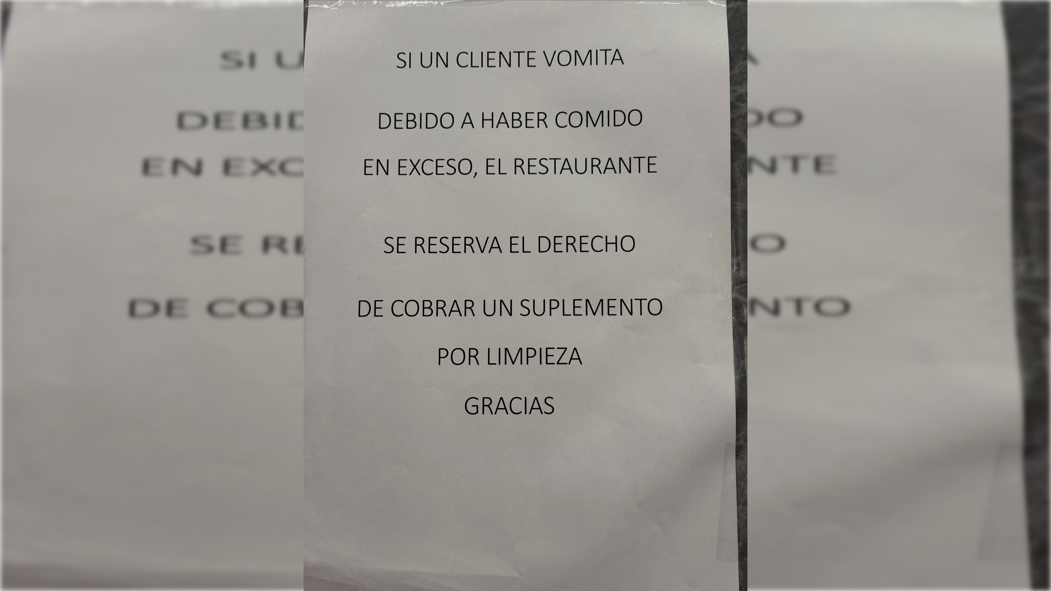 El cartel que se puede leer en el establecimiento.