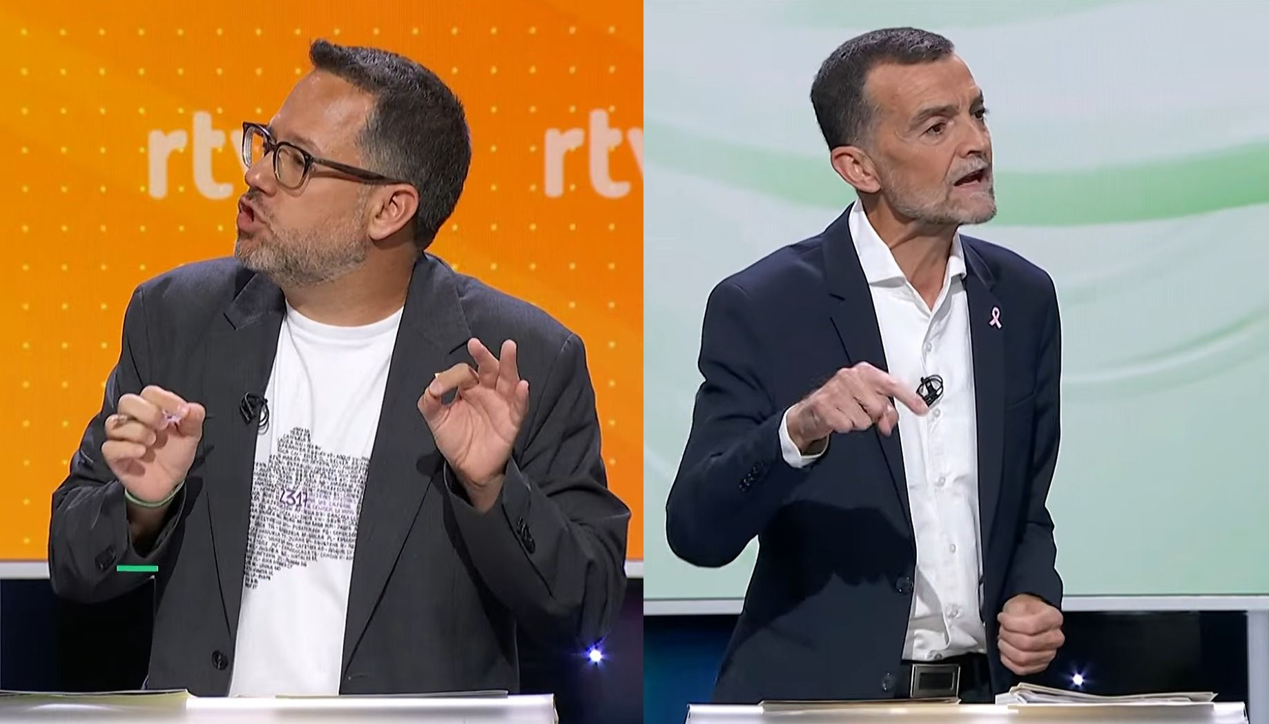 José Ignacio García y Antonio Maíllo, en el debate electoral este 5 de mayo.