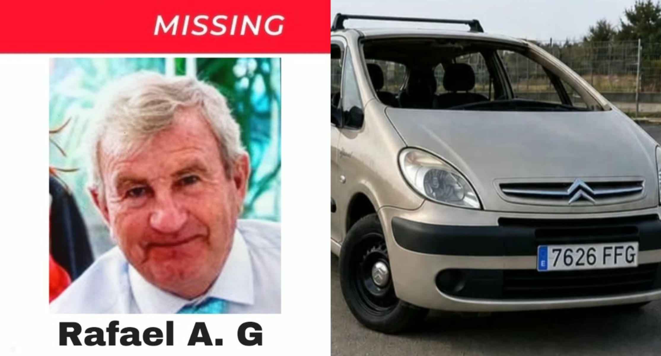 Una imagen de Rafael y de su coche, que tampoco ha aparecido.
