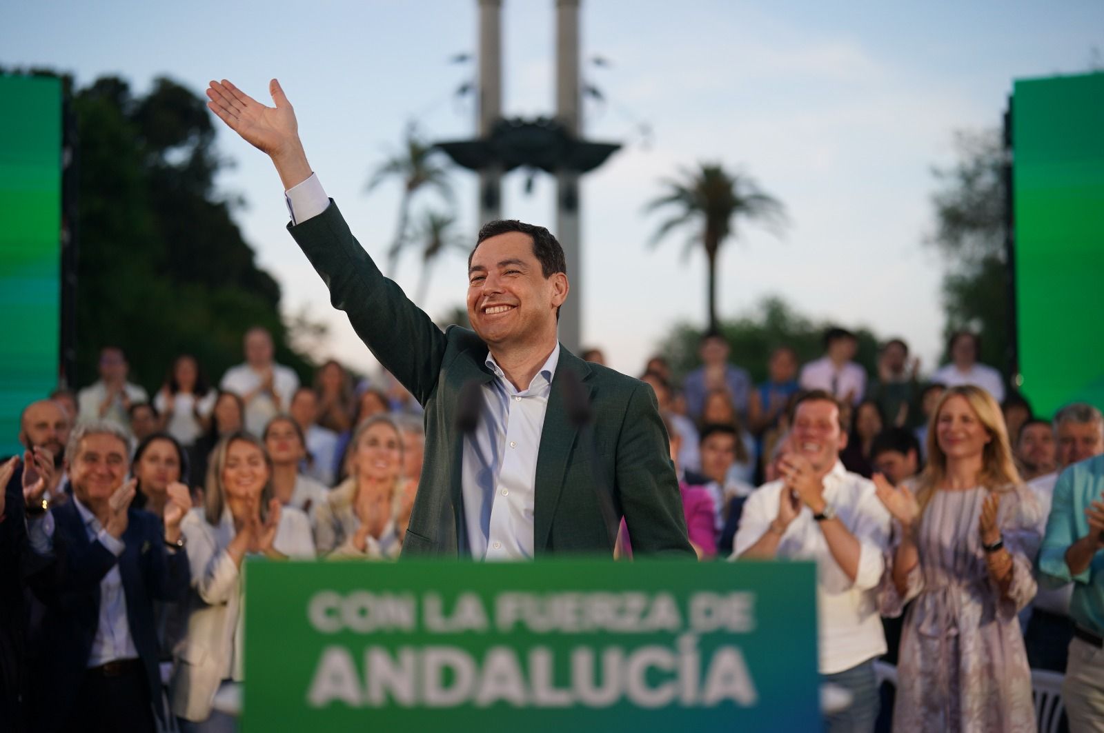 Juanma Moreno en un acto de campaña para el 17M.